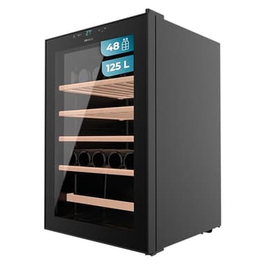 Cecotec Cave à Vin 48 Bouteilles Bolero GrandSommelier 4850 Black Compressor, Réfrigérateur à Vin, Système Compresseur, Haute Performance, Température Réglable et Éclairage LED Intérieur, Design Noir