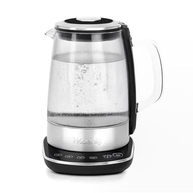 H.Koenig Bouilloire Électrique Programmable BO600, 1,5L, Verre et Inox, 4 Températures Réglables 70°C à 100°C, Fonction Maintien au Chaud 30 min, Puissante 2200W, Pratique et Efficace, Design Moderne