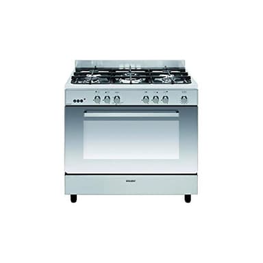 GLEM GE960CMIX2 Piano de cuisson gaz – Four gaz CN catalyse 109L, 5 brûleurs (triple couronne), gril électrique 2 kW, tournebroche, allumage électronique, panneaux autonettoyants, finition inox