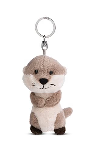 NICI 49142 Otter Oda 10cm Grey-Sustainable Companion Cuddly Animal Pendant Ring for Lanyard, Key Ring & Key Holder