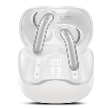Air1 Pro Écouteurs sans Fil à Reducteur de Bruit Hybride, Ecouteur Reducteur Bluetooth 5.4 avec App, Oreillette Bluetooth Hi-Res Son Stéréo, 6 Mic Appels Clairs, 49H Autonomie, Charge sans Fil (Blanc)