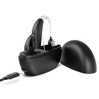 Appareil sonore numérique (paire de 2) d'amélioration personnelle, rechargeable avec une autonomie d'une journée, noir