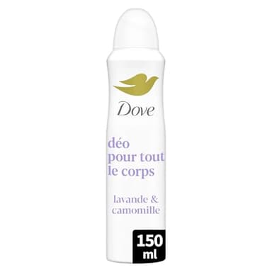 Dove - Déodorant pour Tout le Corps - Spray - Lavande & Camomille - Anti Odeurs et Traces Blanches 72h - Conçu pour les Peaux Sensibles - 150ml