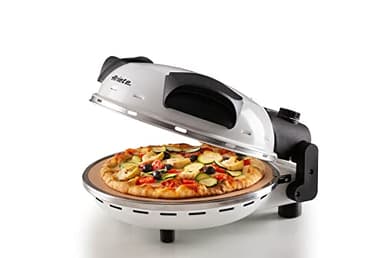 Ariete Pizza Four 918, Pizza 4 Minute, 5 Niveaux de Cuisson, Plaque Réfractaire pour Le Réchauffage, Lames en Bois Incluses, Température Maximale de 400°C, 1200W, Blanc