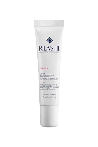 Rilastil Difesa Crème nourrissante et apaisante pour le contour des yeux et des paupières, pour peaux sensibles et irritantes, sans conservateurs ni parfums, 15 ml