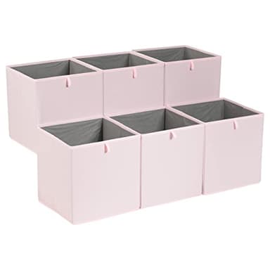 Amazon Basics Lot de 6 cubes de rangement pliables, en tissu, rose pivoine, 33 x 38 x 33 cm