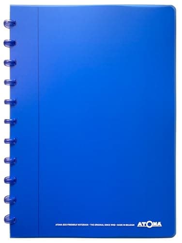 Atoma - Cahier A4 à Anneaux - 72 Feuilles Détachables (144 Pages) avec Marge - Couverture en Polypropylène Recyclable (Bleu - Ligné (8mm))
