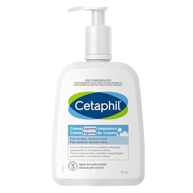 CETAPHIL Crème mousse nettoyante pour le visage, peau sensible, normale à sèche, élimine la saleté et le maquillage tout en préservant le microbiome de la peau 473ML