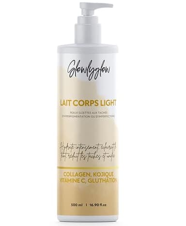 Lait Corps Light – Lait Éclaircissant 500 ml – Glutathion, Vitamine C, Acide Kojique & Niacinamide – Hydratant Corps, Anti-taches, Teint Lumineux & Uniformisé