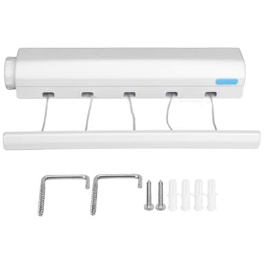 Fil Linge Retractable, Etendoir Mural Extensible, étendage à Linge Mural,Fil a Linge Retractable,etendoir Linge,sechoir Linge Mural avec 5 Fils de 3,75 mètres,etendoir Linge Interieur Mural