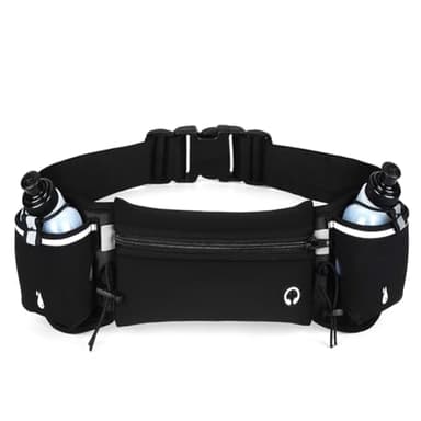 Flintronic Ceinture Running, Sac Banane Sport Belt avec 2 gourdes, Ceinture D’hydratation Réglable Homme Femme Smartphone Escalade Randonnée Voyage
