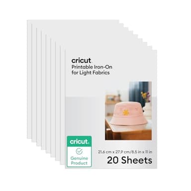 Cricut Papier Transfert Thermocollant Imprimable – 23 Feuilles – Format A4 – Imprimantes Jet d’Encre – Résistant à l’eau – Pour T-Shirts et Textiles Clairs – Compatible avec Cricut