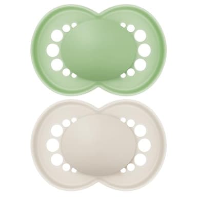 MAM | Sucette Original Tendance 6+ mois (2 pièces) coloris aléatoire – Tétine en silicone symétrique et anatomique – Tétine bébé avec boîte de transport et de stérilisation
