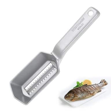 Westmark Écailleur à Poisson avec Plateau collecteur d'écailles, aluminium, revêtement spécial alimentaire, acier inoxydable, 21 x 5,9 x 5,3 cm, Scalex, argenté, 65002260