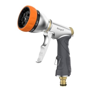 Ibergrif M20285 Pistolet Arrosage du Jardin Metal 7 modèles réglables, pour laver les voitures, les animaux domestiques, arroser le jardin