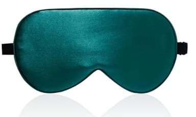 LaCourse Masque pour les yeux 100 % soie de mûrier naturelle pour dormir avec une pochette de voyage, deux côtés en soie bio 19 mommes, masque de sommeil réglable pour femme, vert noirâtre