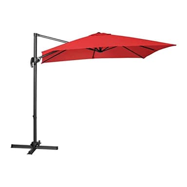 Uniprodo Parasol Déporté De Jardin Terrasse Protection Solaire UNI_UMBRELLA_2SQ250RE (Rouge, Carré, Rotatif, Aluminium, Acier, Polyester, 250 x 250 cm, Filtre UV)