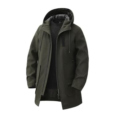 Vhersily Veste d'Hiver pour Homme en Duvet Épais Imperméable Anti-Vent Épais Chaud avec Capuche Longue Parka à Ventouse de Longueur Moyenne Vêtements Extérieurs Manteaux Chauds pour Randonnée Camping