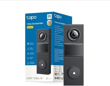 Tapo D205 Sonnette sans fil avec caméra exterieur 2K 3MP, IP54 étanche, Grand angle 160°, Vision Nocturne, Détection Humaine AI gratuite, Audio Bidirectionnel, autonomie 180j, Installation facile