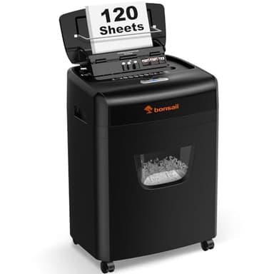 Bonsaii 120 Feuilles Destructeur de Documents avec Alimentation Automatique, Micro-découpe P-4, Extrêmement Silencieuse avec 62 DB (C233-B)