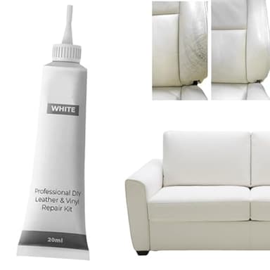 BAOSROY Reparation Cuir,Teinture Cuir,Cirage Blanc,Pâte Réparatrice Cuir,Kit Reparation Cuir,Rénovation Cuir,Restaurateur Cuir,Leather Repair Cream (Blanc 20ml)