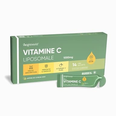 Vitamine C Liposomale 1000mg - 14 Sachets 5ml Vegan Goût Citron Vert Sans Sucre - Vitamine C Liquide Acide Ascorbique Haute Absorption & Dose - Vitamines Adultes Immunité, Antioxydant & Fatigue