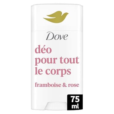 Dove - Déodorant pour Tout le Corps - Stick- Framboise & Rose - Anti Odeurs et Traces Blanches 72h - Conçu pour les Peaux Sensibles - 75ml