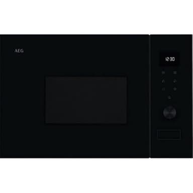 AEG OS5MG20EB - Micro-ondes encastrable, 20 L, 800 W, grill, écran LED, ouverture électronique, noir avec finition en acier inoxydable, anti-traces de doigts