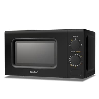 Comfee' CM-M202CC(BK) four micro ondes compact avec la capacité de 20 litres, 700 W avec Commande manuelle, Convenable pour petites cuisines, 5 niveaux de puissance, Dégélation rapide, Noir