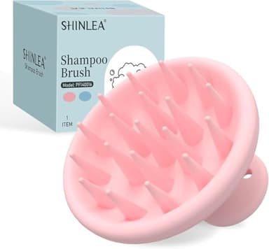SHINLEA Brosse Massage Cuir Chevelu, 100% Brosse de shampooing en silicone souple, [Humide & Sec]Scalp Massager tete pour Nettoyage, Exfoliation, Stimuler la Croissance des Cheveux Rose