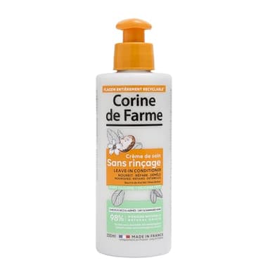 Corine de Farme - Crème de Soin Sans Rinçage au Beurre de Karité - Pour Cheveux Secs et Abîmés - Nourrit, Répare, Démêle - Sans Silicone - 200 ml
