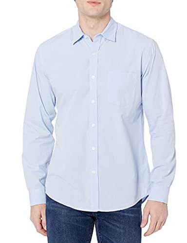 Amazon Essentials Chemise en Popeline à Manches Longues, Style Décontracté, Coupe Standard Homme, Bleu Clair, XXL