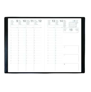 Agenda Semainier Olympe - Dimension 16 x 24 cm - 1 Semaine Sur 2 Pages - Janvier 2026 à Décembre 2026 - Couverture Noir