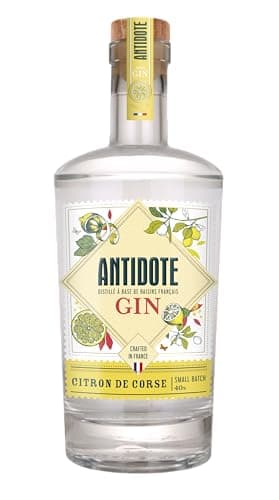 Antidote Gin Citron de Corse - Qualité Premium - Produit en France à partir de raisins français - 17 plantes aromatiques, 5 distillations - 40% (1 x 0,70 L)