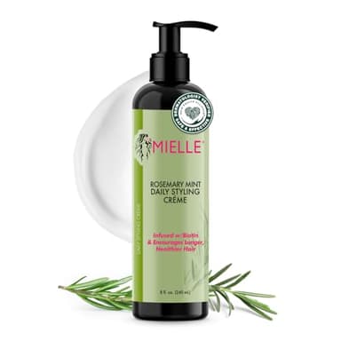 Mielle Organics Crème coiffante quotidienne multivitaminée au romarin et à la menthe pour la définition des cheveux bouclés, sans paraben ni silicone, 240 ml, blanc