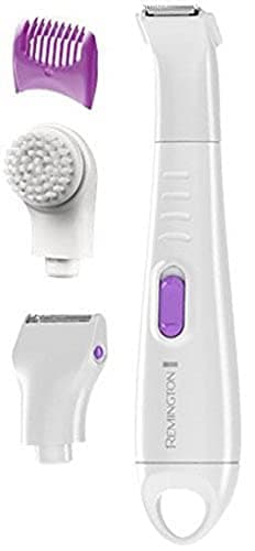 Remington Tondeuse Bikini [Facile & Rapide] Smooth&Silky (Multifonction: Tête Tondeuse, Tête Rasoir, Brosse Exfoliante, Antibactérien, Rechargeable, Wet&Dry) WPG4035