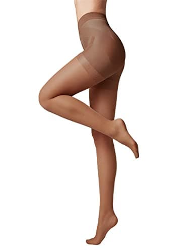 Conte elegant X-PRESS 20 DEN Collants Gainants avec Effet Push-Up pour Femmes - Collants Ventre Plat - Remonte Fesses - Collants Femmes Résistants - Mokka taille 4