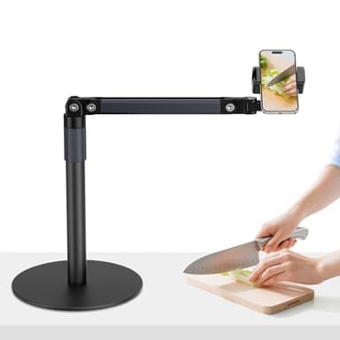 Hoyiyobi Support Vidéo pour TéLéPhone Portable, Support De TéLéphone De Bureau Réglable à 360°, Base Solide, Compatible avec iPhone/Samsung/Huawei/Xiaomi/Smartphone One Plus