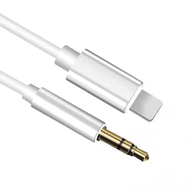 Vinmooog Câble Audio auxiliaire de Voiture pour iPhone [Certifié MFi] Auxiliaire Voiture Jack 3,5mm Stéréo Mâle Compatible iPhone14/13/12/11/XS/XR/8/7,Blanc, 1M