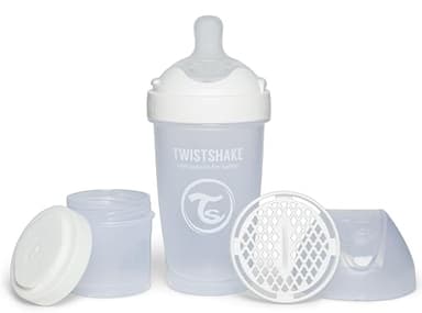 Twistshake Pro Double Biberon Anti-Colique avec Récipient à Lait en Poudre - 260 ml | Mamelon en Silicone à Débit Moyen | Biberon de Lait pour Bébé sans BPA | Convient aux Bébés de 2m+ | Blanc