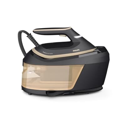 Philips Centrale Vapeur PerfectCare Série 6000 - Puissance 2400W, Effet Pressing 600g, Pression 8 bars, Technologie OptimalTEMP, Semelle SteamGlide advanced, Réservoir 1.8L, Noir/Doré (PSG6064/80)
