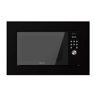 Cecotec Micro-ondes à encastrer Digital GrandHeat 2050 Acier noir. 800 W, 20 litres, gril, 7 fonctions, revêtement intérieur en céramique, acier noir encastré. (700 W, Noir)