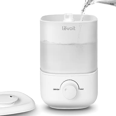 LEVOIT Mini humidificateur d'air 2,5 l jusqu'à 25 h pour chambre à coucher, chambre d'enfant, humidificateurs, silencieux 26 dB pour plantes de bébé, humidificateurs avec buse rotative à 360°, arrêt