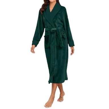 Peignoir de bain pour femme - Long - Doux - En microfibre - Extra absorbant - Pour les couples - Peignoir moelleux - En tissu éponge, R vert., S