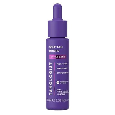 Tanologist Gouttes autobronzantes extra foncées (30 ml) - Ingrédients naturels et végétaliens - Approuvées par les dermatologues - Ingrédients propres et végétaliens