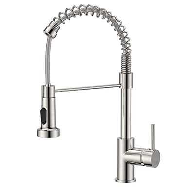 FORIOUS Robinet Cuisine, Mitigeur Cuisine Avec Douchette Pivotant à 360° d'Évier à Arc Élevé Pulvérisateur Escamotable 2 Modes, Acier Inoxydable
