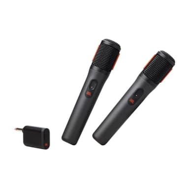 JBL PartyBox Microphone sans Fil - 2 Microphones sans Fil numériques, Batterie Rechargeable (20 Heures - 700 mAh), Voix Claire, Son Net, Connexion Stable de 2,4 GHz, Compatible avec Tous Les