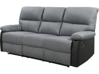 Habitat et Jardin - Canapé Relax en Simili et Tissu Lincoln 3 Places Noir et Gris Foncé - Fauteuil Relax Design Moderne - Canapé Inclinable Résistant et Confortable