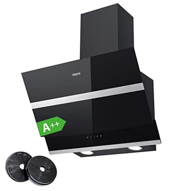 CIARRA CBCB6736N Class A++ Hotte Aspirante 60cm 650 m³/h - Hotte Inclinée - 4 Vitesses - 2 Niveaux de Luminosité LED Dimmable - Commande Tactile - Recyclage/Evacuation - Noir