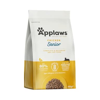 Applaws Nourriture Sèche Naturelle Sans Grains et Complète au Poulet pour Chats Séniors - Sac Refermable de 400g